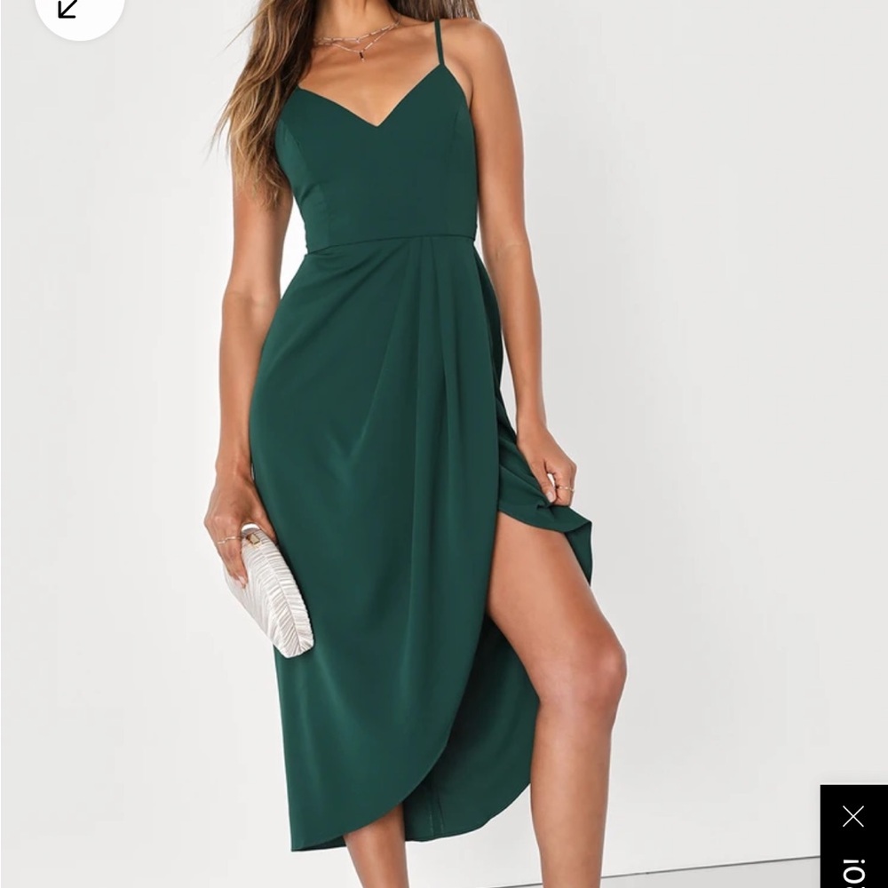 Lulus Reinette Dark Green Midi Dress size large